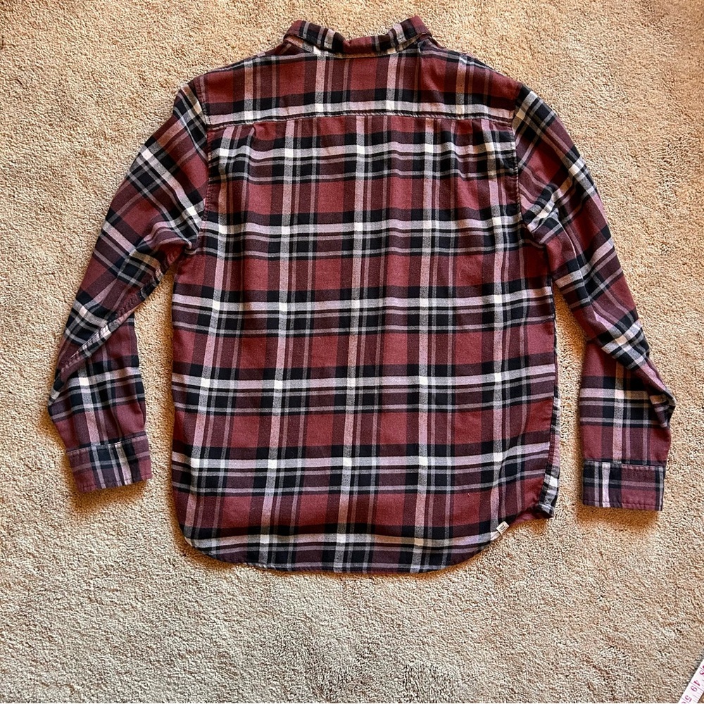 Vans Burgundy and Black Plaid Casual Shirt Grunge Dark Plaid - Picture 5 of 8